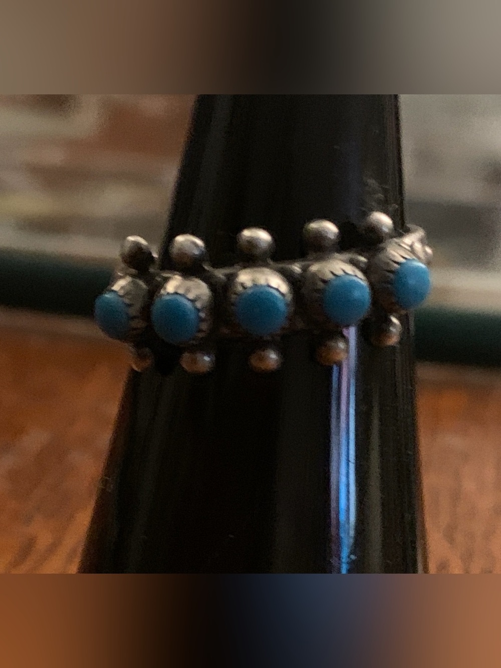 Vintage Zuni Petit Point Turquoise Ring